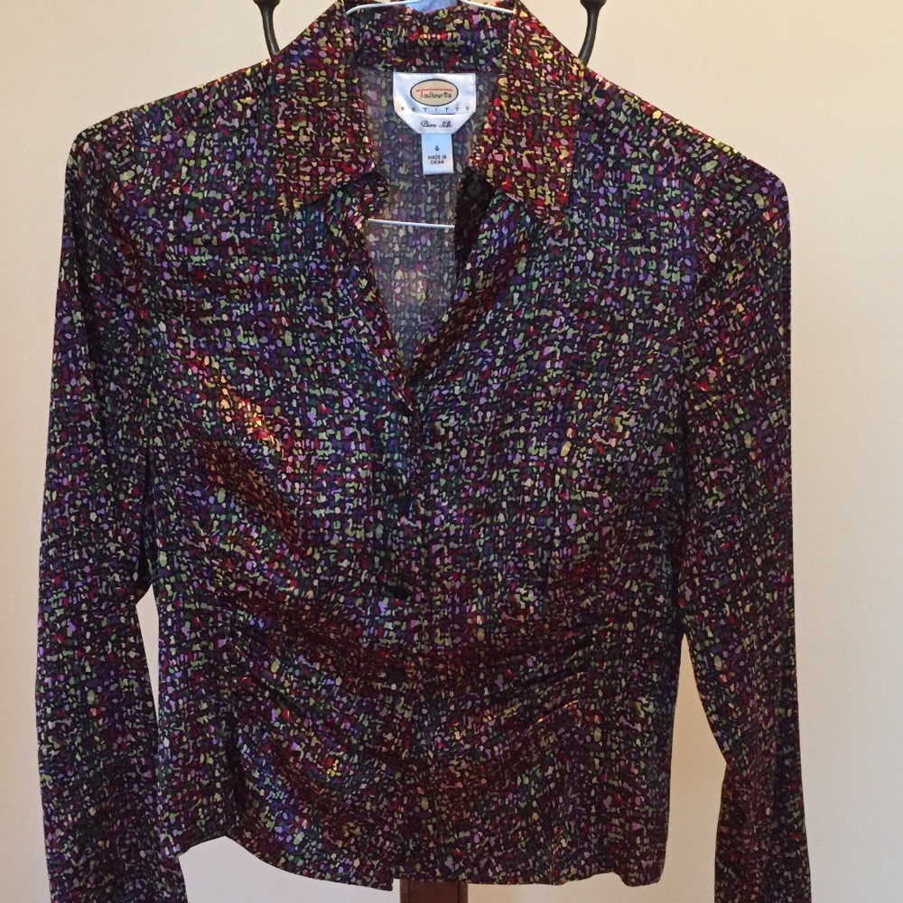 Talbots Multi Colored Silk Button Down Shirt - image 1